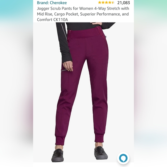 Cherokee Jogger Scrub Pants, 4x Women 4-Way Stretch, Mid Rise, Cargo Pocket - Picture 1 of 12
